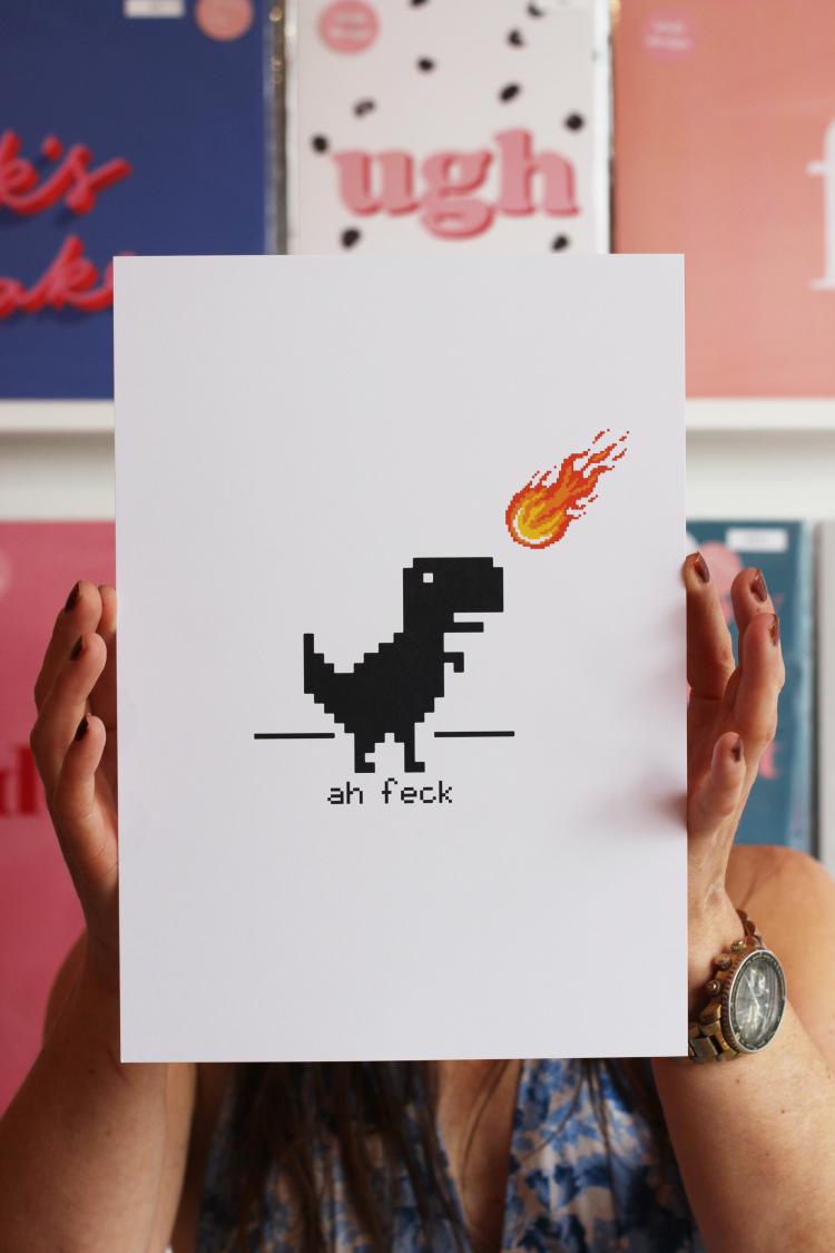 Ah Feck Dino Art Print  |   Art Prints + Frames Art Prints + Frames Art Prints + Frames