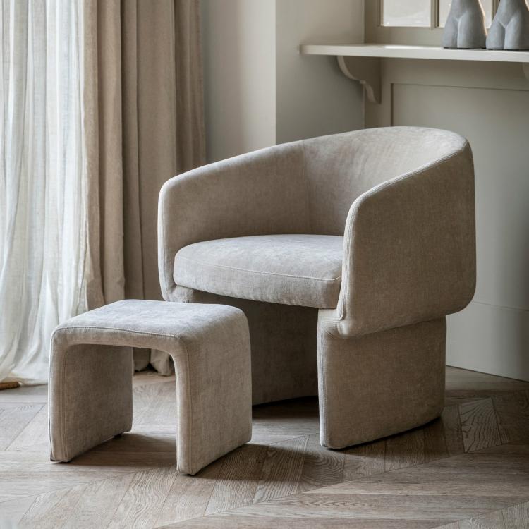 Asko Armchair With Footstool  |   Sofa + Armchairs Furniture CREAM