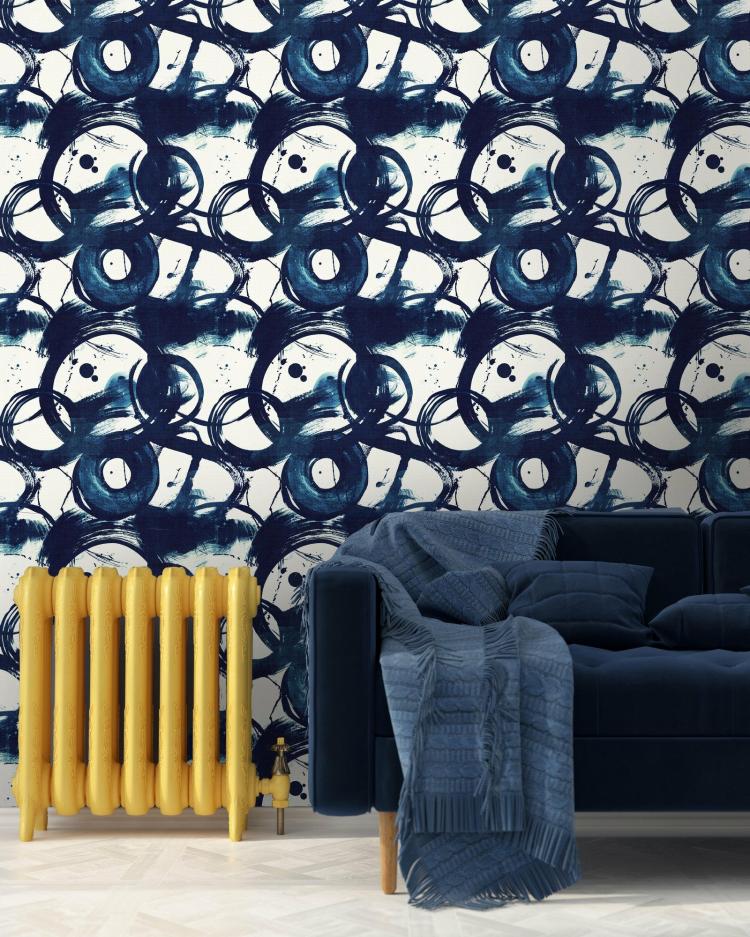 Blue Circle Denim Wallpaper  |   Wallpaper On The Wall Blue