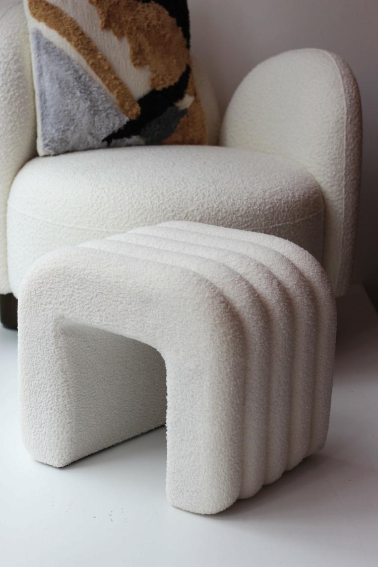 Colma Bouclé Pouf  |   Chairs + Stools Chairs + Stools Chairs + Stools