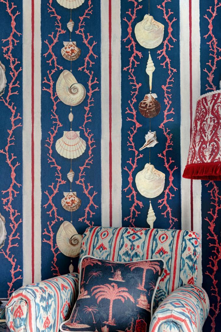 Coquillage Wallpaper  |   Wallpaper On The Wall Crimson Red