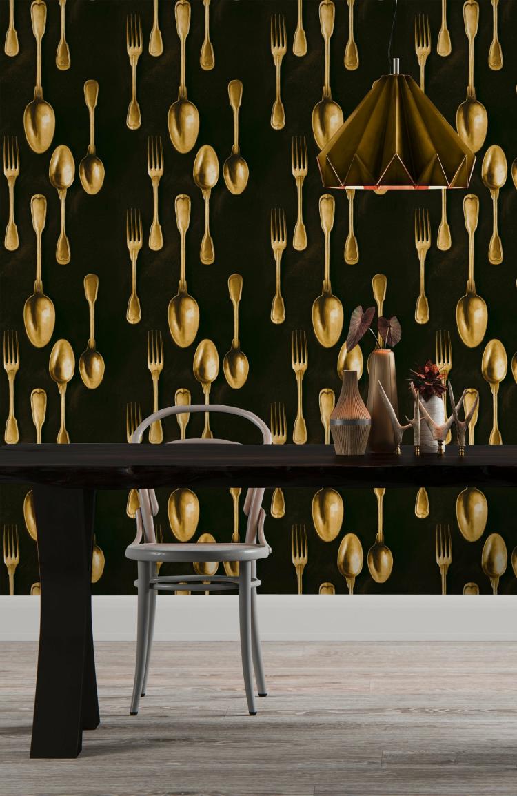 Cutlery Wallpaper  |   Wallpaper On The Wall Brass