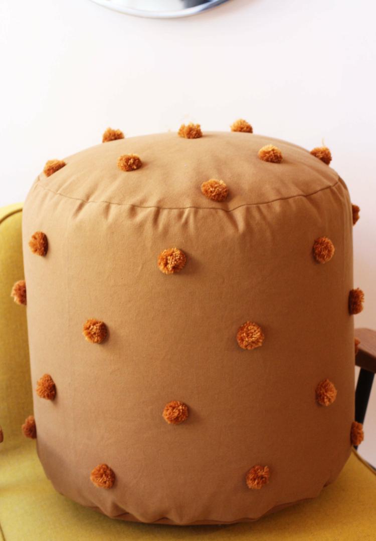 Dot Tufted Pouf  |   Chairs + Stools Chairs + Stools Camel/ Red