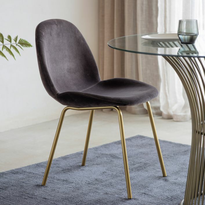 Flanagan Upholstered Dining Chair  |   Chairs + Stools Chairs + Stools Brown Velvet