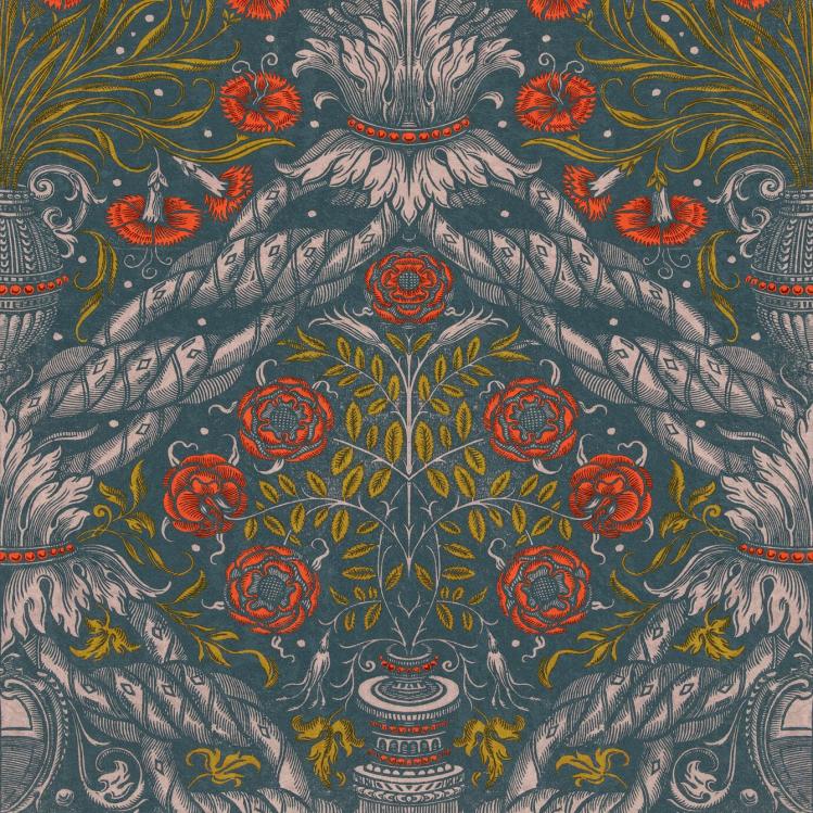 Floral Ornament Wallpaper  |   Wallpaper On The Wall Orange