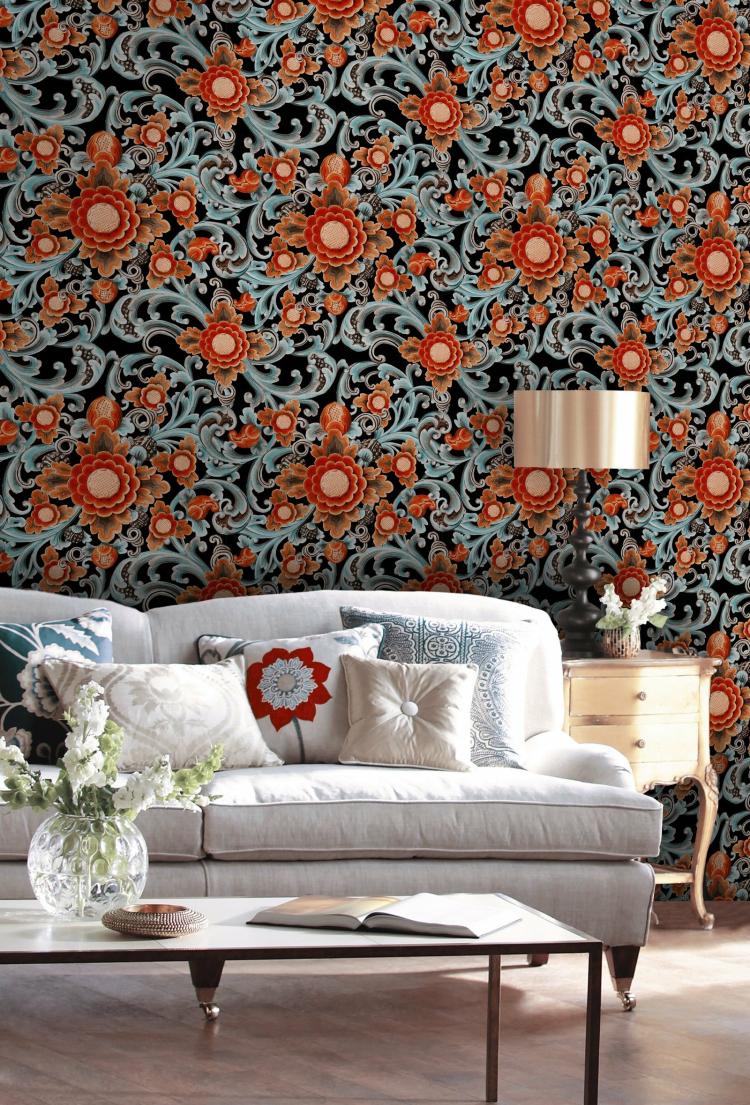 Floral Painting Wallpaper  |   Wallpaper On The Wall Dark