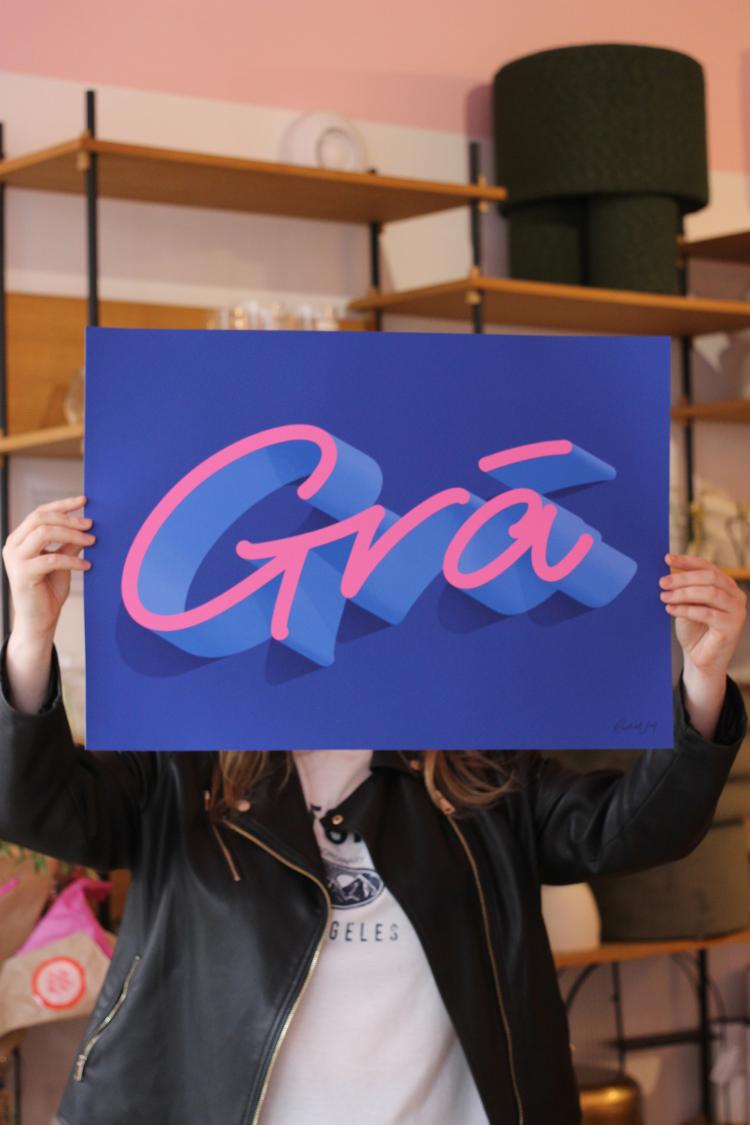 Grá Art Print In Blue – Limited Edition  |   Art Prints + Frames Art Prints + Frames Art Prints + Frames