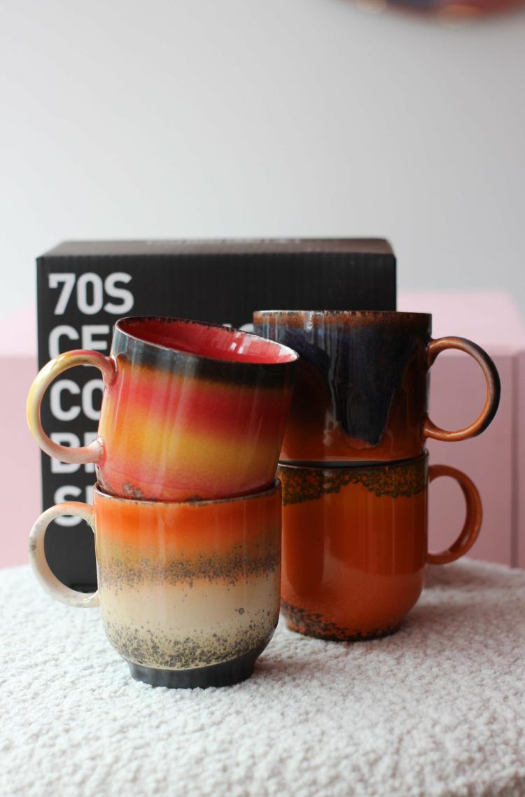 Hkliving 70’S Ceramic Brazil Coffee Mug – Set Of 4  |   Mugs + Glasses Homewares Mugs + Glasses