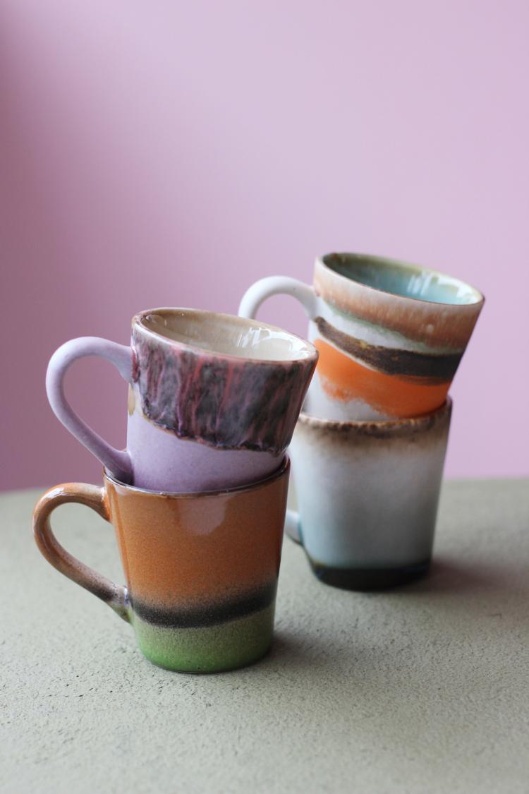 Hkliving 70’S Ceramic Espresso Mugs Retro – Set Of 4  |   Mugs + Glasses Homewares Mugs + Glasses