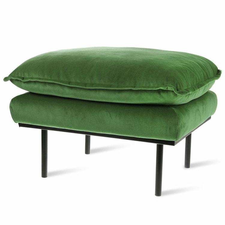 Hkliving Royal Green Velvet Retro Hocker/ Footrest  |   Chairs + Stools Chairs + Stools Chairs + Stools