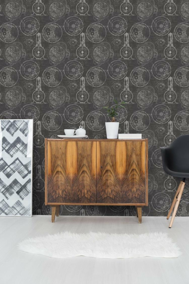 Horlogerie Gears Wallpaper  |   Wallpaper On The Wall Anthracite