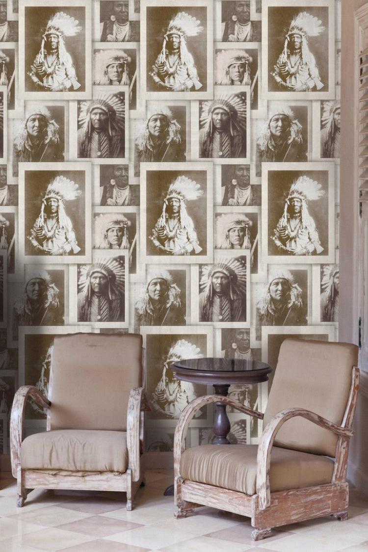 Indian Chiefs Wallpaper  |   Wallpaper On The Wall Grey