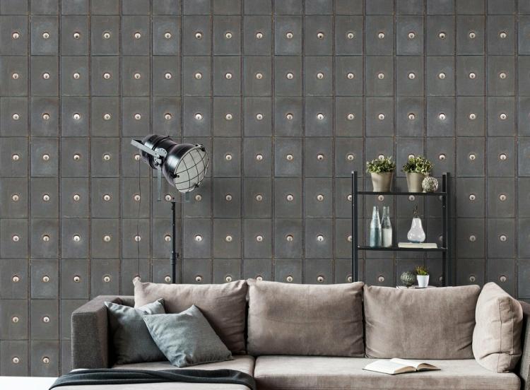 Industrial Metal Cabinets Wallpaper  |   Wallpaper On The Wall Grey