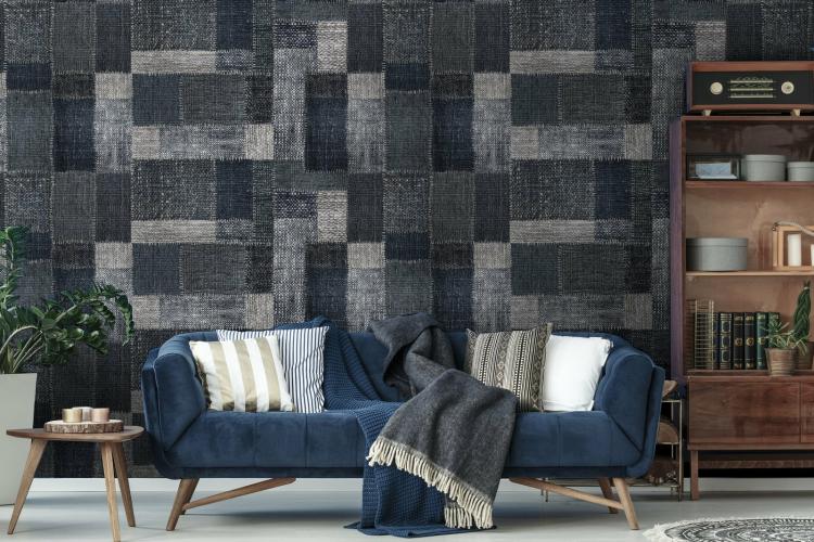 Jute Wallpaper  |   Wallpaper On The Wall Blue