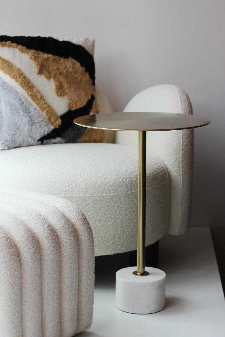 Lecco Brass And Marble Side Table  |   Tables + Desks Furniture Tables + Desks