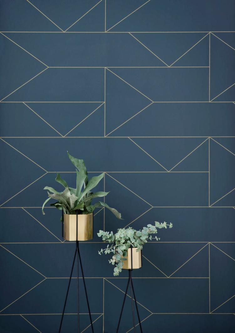 Lines Wallpaper – Ferm Living  |   Wallpaper On The Wall dark blue