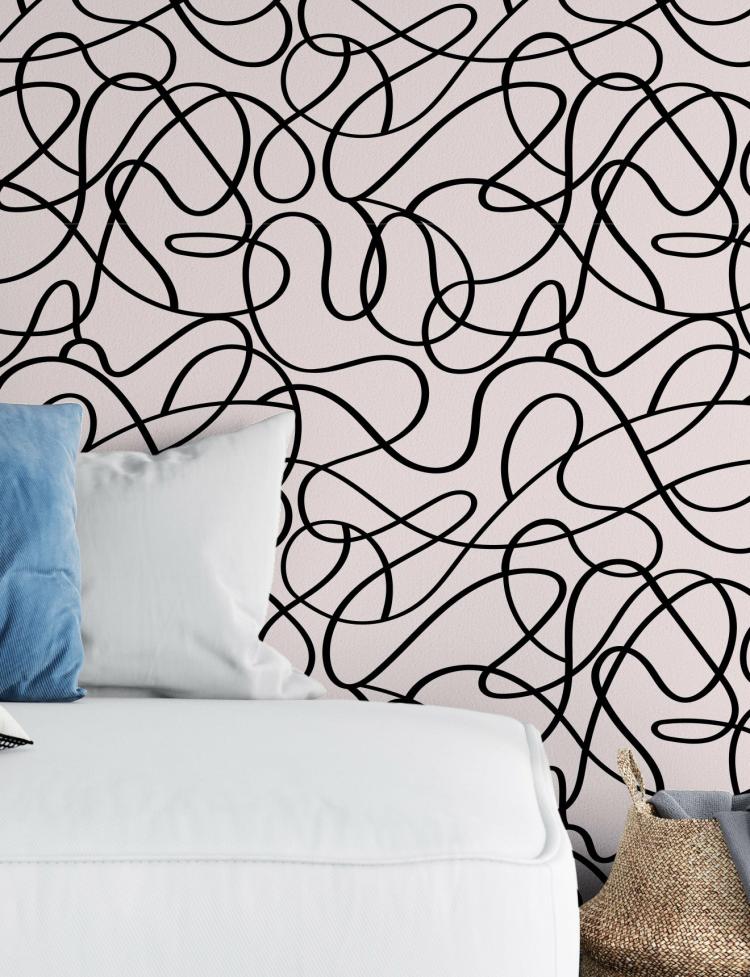 Lines Wallpaper – X Folk + Nest Wallpaper Collaboration  |   Wallpaper On The Wall Green Backdrop + Pink