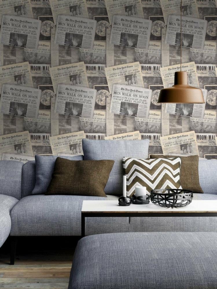 Moonwalker Newspaper Wallpaper  |   Wallpaper On The Wall Grey