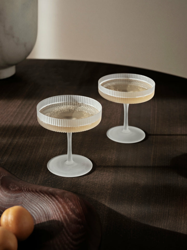 Ripple Frosted Champagne Saucers – Set Of 2  |   Mugs + Glasses Homewares Mugs + Glasses