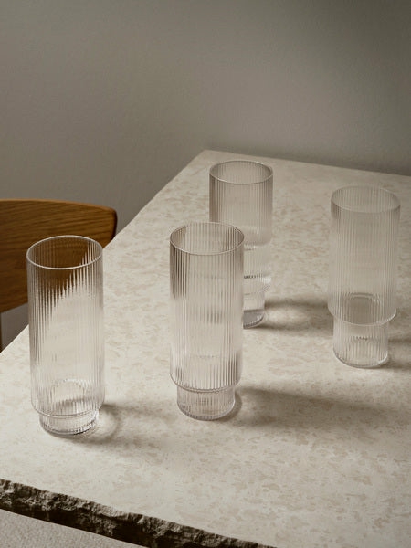 Ripple Long Glasses – Set Of 4  |   Mugs + Glasses Homewares Mugs + Glasses