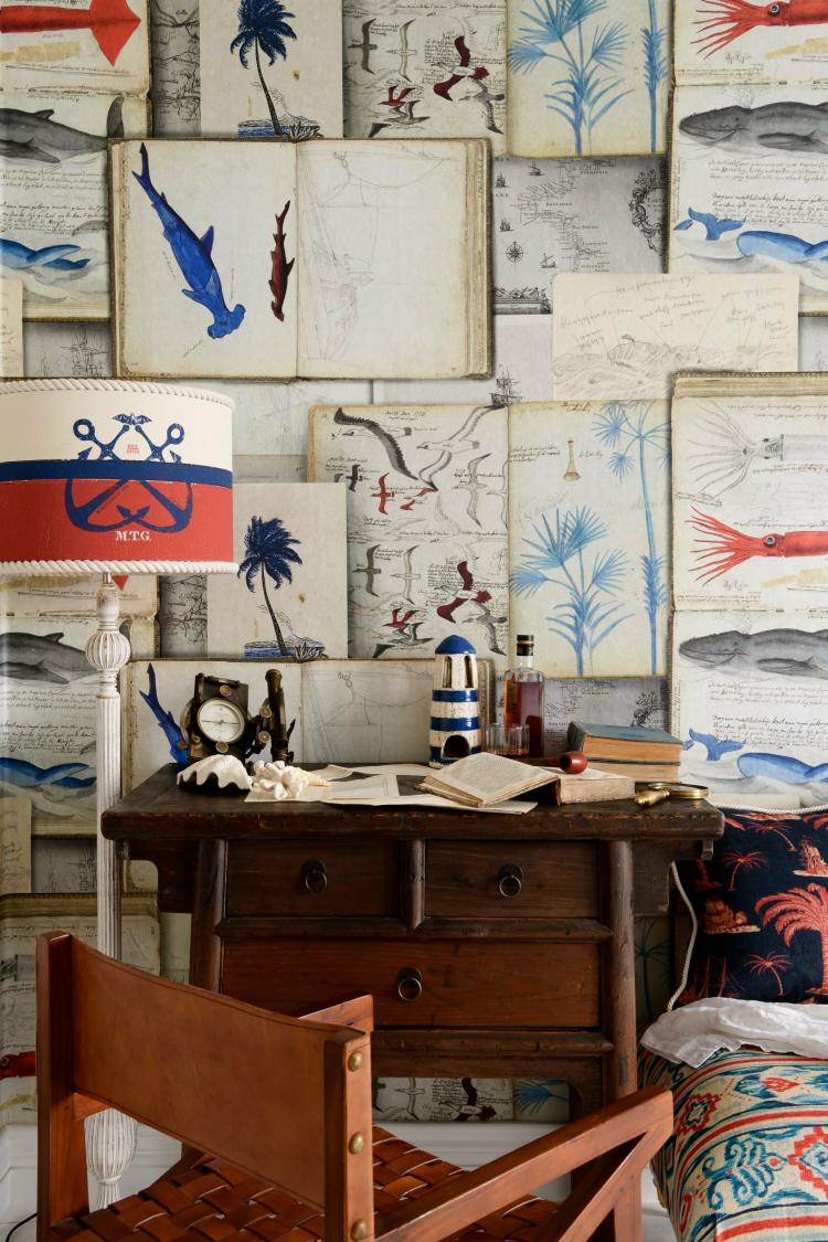 Seaman’S Journal Wallpaper  |   Wallpaper On The Wall indigo