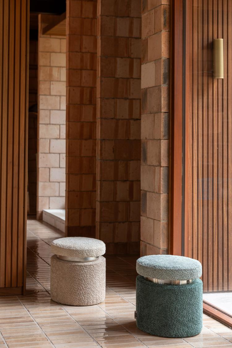 Sen Bouclé Stool/Pouf  |   Chairs + Stools Chairs + Stools Beige