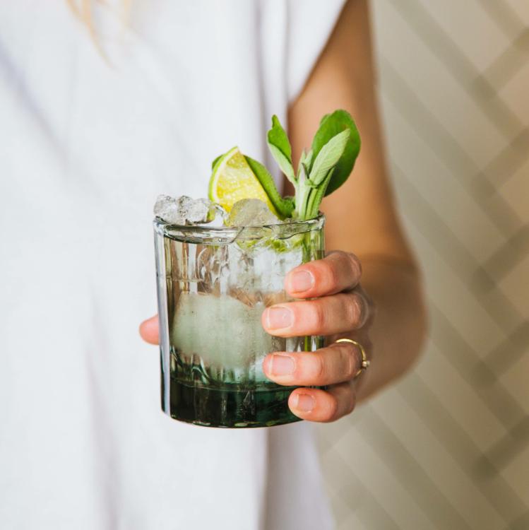 Smokey Green Glass Tumbler Reed  |   Mugs + Glasses Homewares Mugs + Glasses