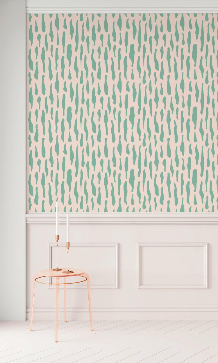 Squiggle Wallpaper – X Folk + Nest Wallpaper Collaboration  |   Wallpaper On The Wall Cream Backdrop + Green