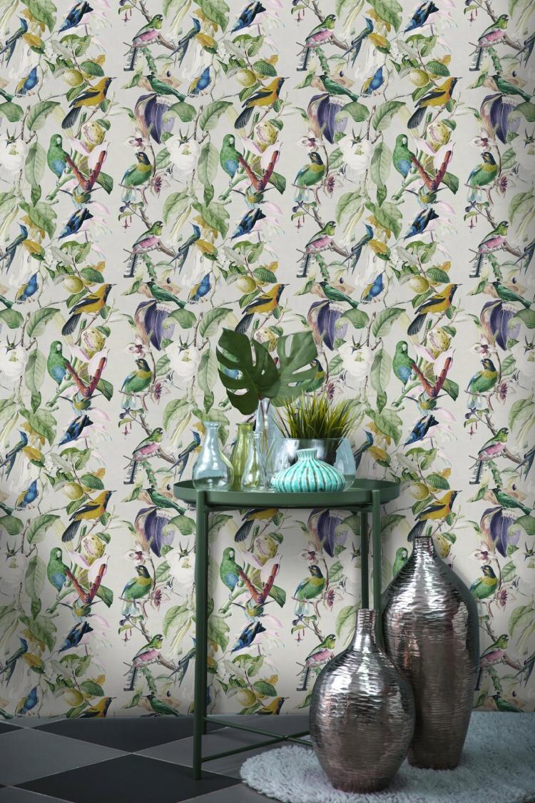 Tropical Birds Wallpaper  |   Wallpaper On The Wall Neutral